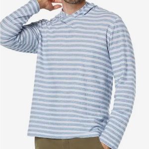 Vince Mens Textured Stripe Lightweight Pullover Hoodie Size Large